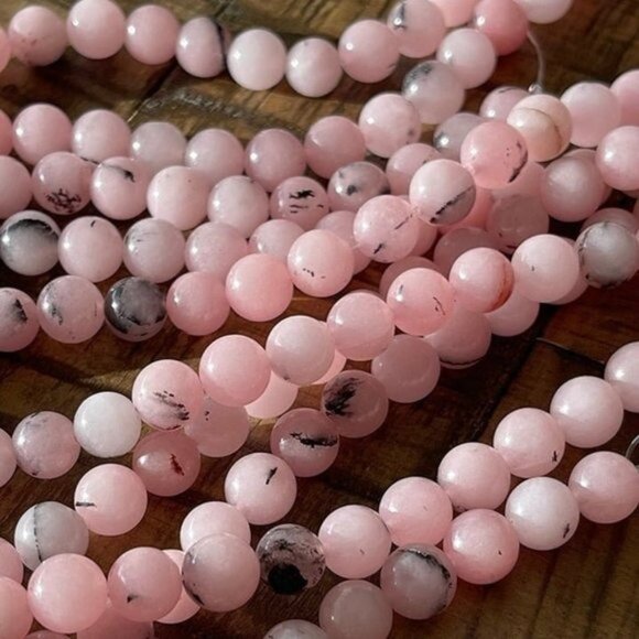 6mm Pink Cherry Blossom Jasper Bead Strand - Picture 2 of 3